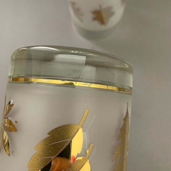 Libbey Double Old Fashioned Frost Gold Leaves Glasses 4 1/8" High Lot of 3 - Picture 7 of 10